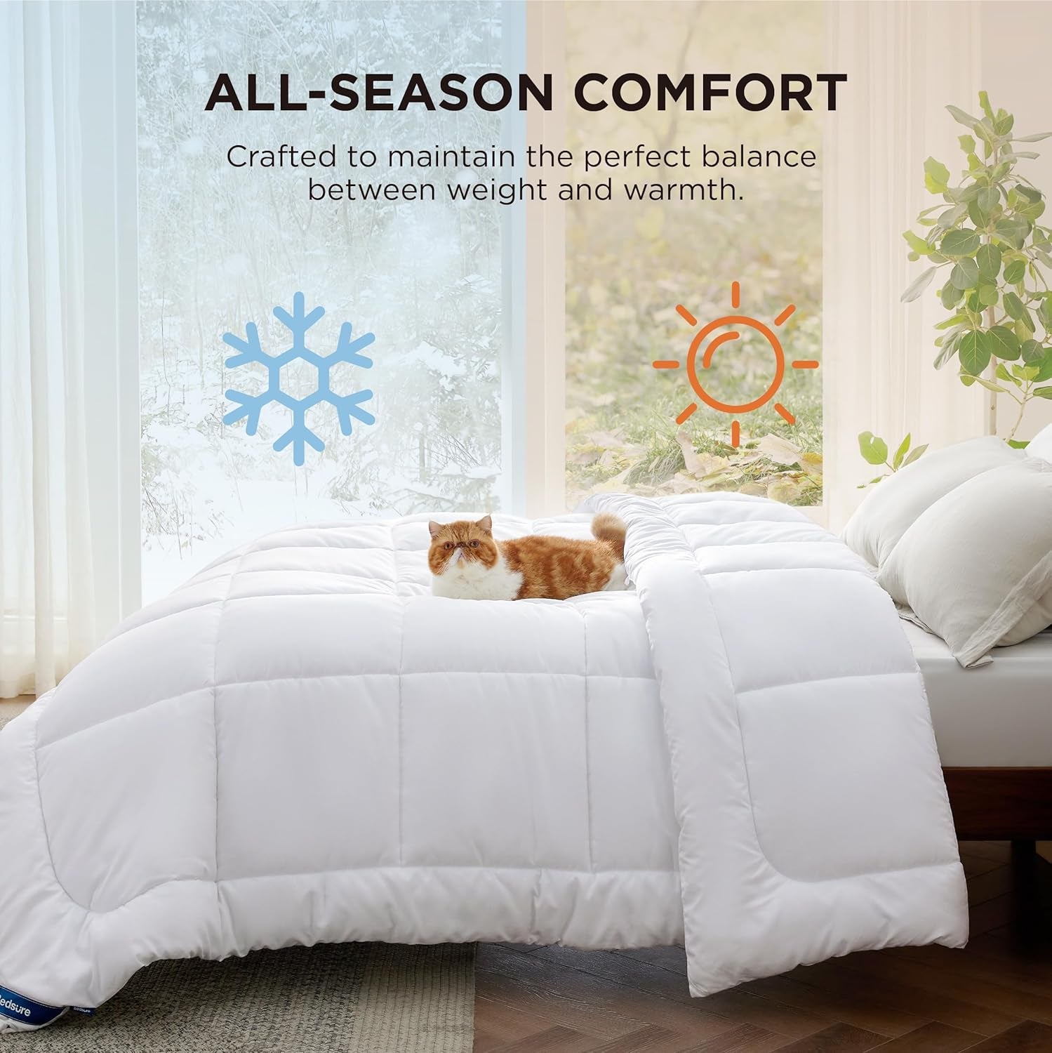 BEDSURE Edredón acolchado Full/Queen (88"X88") Edredones y edredones blancos Naty Shop
