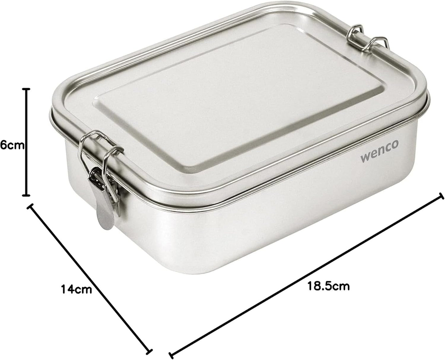 Fiambrera Wenco de Acero Inoxidable, 2 Compartimentos, Gran Capacidad, 850 ml, Fiambrera Impermeable, Apta para Lavavajillas, Incluye Anillo de Silicona de Repuesto, 18,5 x 14 x 5,5 cm, Plata (Paquete de 2) Cajas para Almacenamiento de Alimentos Naty Shop