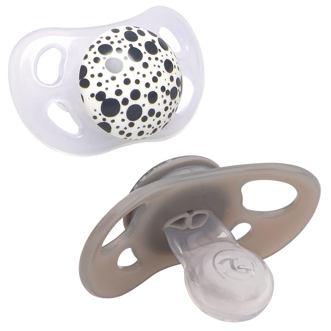 Chupetes para bebé Twistshake - Paquete de 2 | Forma de ortodoncia | Ultraligero | Tetina de silicona suave | Sin BPA | Apto para bebés a partir de 6 meses | Blanco grisáceo