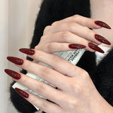 Uñas artificiales, Almendra francesa, Largas, Uñas artificiales con pegamento, Para mujer, Niña, Complementos o idea de regalo, Para boda, cumpleaños, Navidad, San Valentín