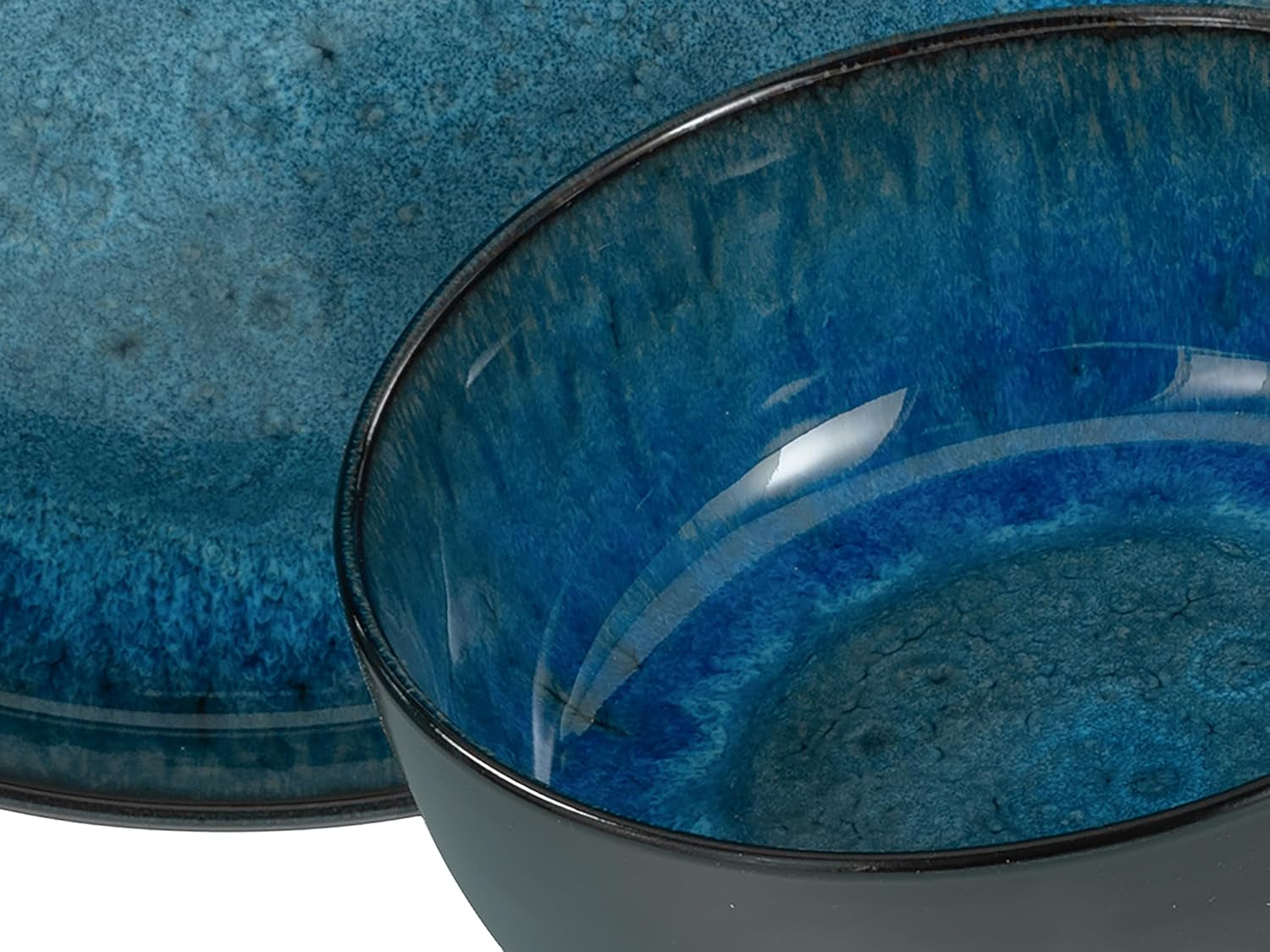 CreaTable, 20149, Serie Nordic Fjord Blue, Vajilla de 16 piezas para 4, Servicio combinado de porcelana, Apto para lavavajillas y microondas, Fabricación de calidad