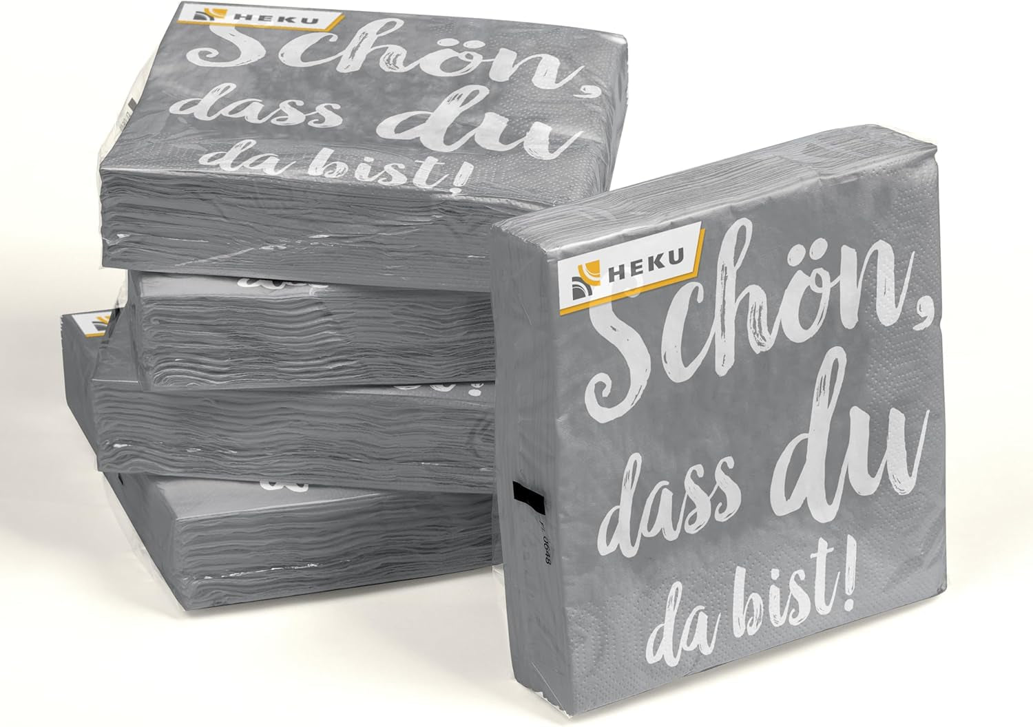 Servilletas de cóctel HEKU 'Schön Dass Du Da Bist', 3 capas, 25X25Cm, 150 piezas I Diseño elegante I Ideal para celebraciones I Prácticamente embalado