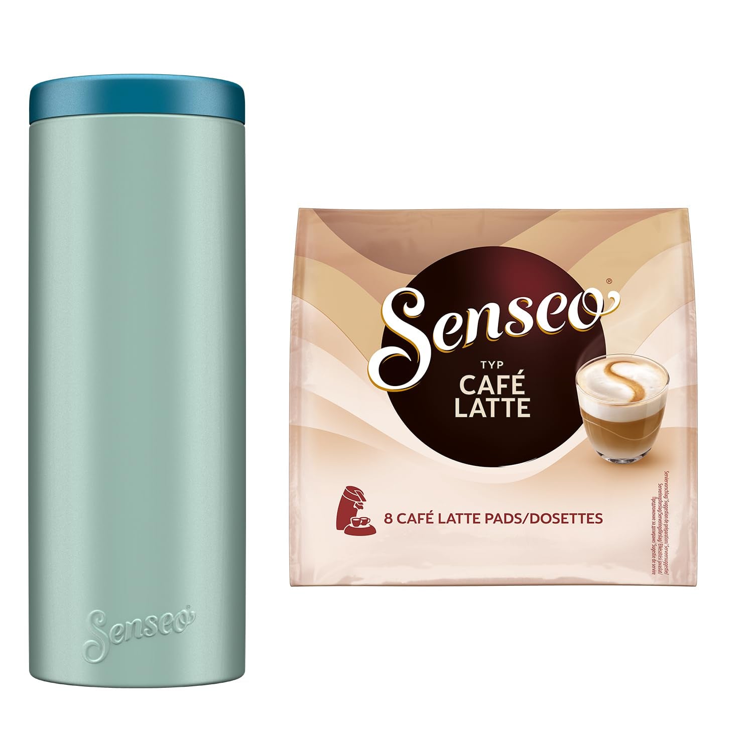 Senseo Pads Café Latte, 10 x 8 Getränke, 80 Kaffee Pos, incluido Senseo Pad Dose