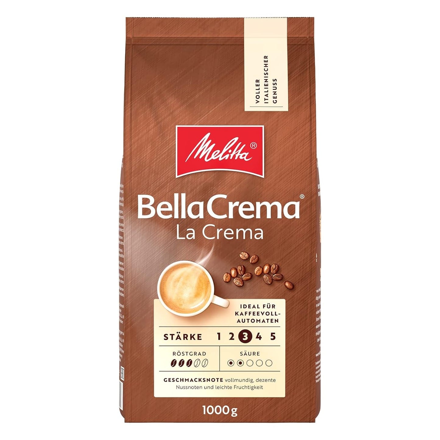 Melitta BellaCrema café en grano La Crema 1kg y café descafeinado BellaCrema Decaffeinato en grano 1kg