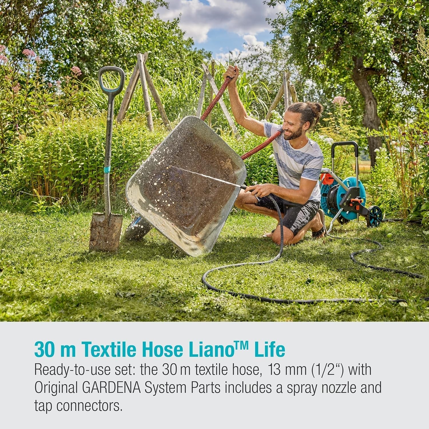 Manguera textil Gardena Liano Life de 1/2 pulgada, juego de 30 m: Manguera de jardín textil extremadamente flexible con manguera interior de PVC, sin dobleces, ligera, resistente a la intemperie (18457-20)