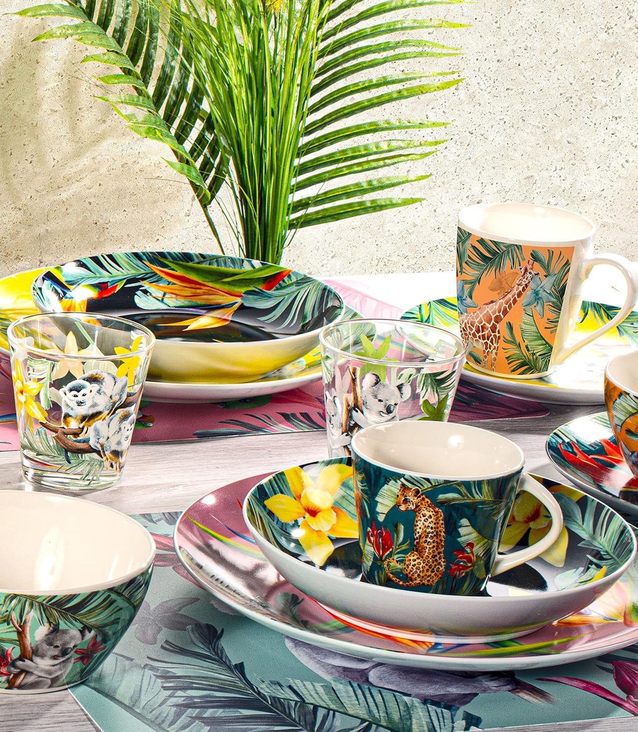 Servicio de tavola de porcelana exótica de 18 piezas