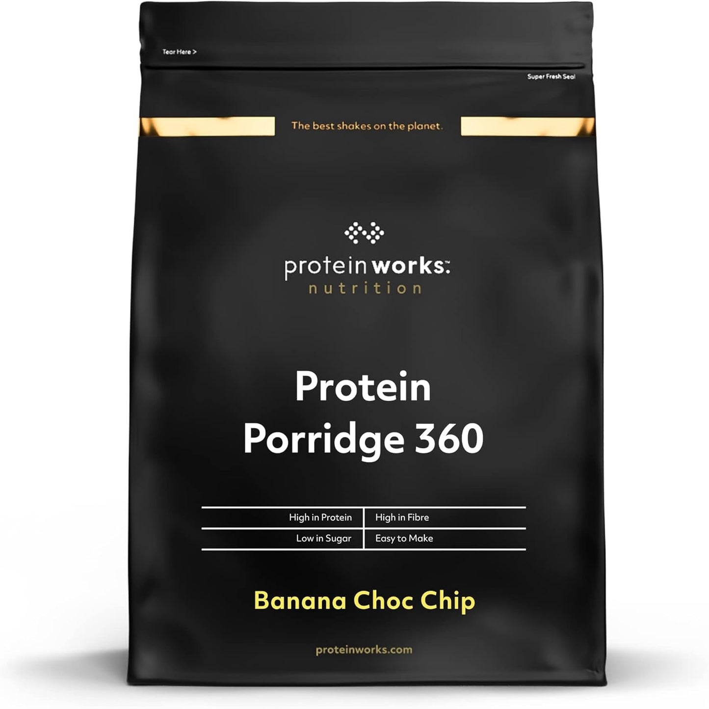 Protein Works - Gachas Proteicas 360 ​​| Mito Vitaminas y minerales adicionales | Proteinreiches Frühstück | Kalorienarme Haferflocken | 6 porciones | Chips de chocolate y plátano | 500G Cereal Naty Tienda Título Predeterminado