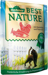 Dehner Best Nature Katzenfutter Multipack, Nassfutter, para gatos ausgewachsene, je 2 x Kalb / Wild / Huhn / Kaninchen, 8 x 85 g Bolsa (680 g)