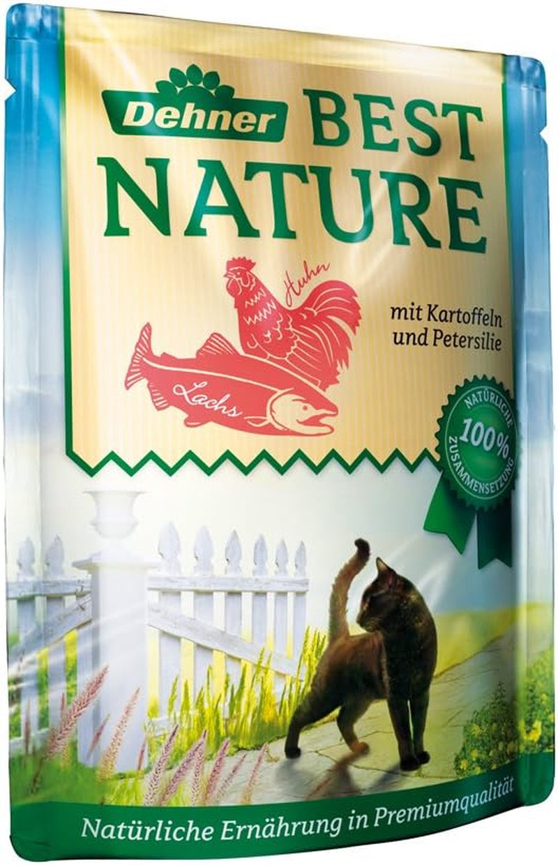 Dehner Best Nature Katzenfutter Multipack, Nassfutter, para gatos ausgewachsene, je 2 x Kalb / Wild / Huhn / Kaninchen, 8 x 85 g Bolsa (680 g)