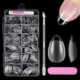 Uñas cortas de cubierta completa, 120 piezas, 12 tamaños, puntas de uñas cortas para uñas de gel, pegamento en uñas artificiales, pegamento en lima de uñas, pulidor de uñas, empujador de cutículas