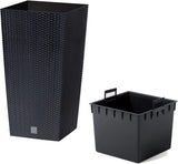 Macetas Prosperplast imitación ratán/macetas con inserto | 32,5x32,5x61cm | antracita | resistente a la intemperie y a los rayos UV | de plástico resistente | para interior y exterior