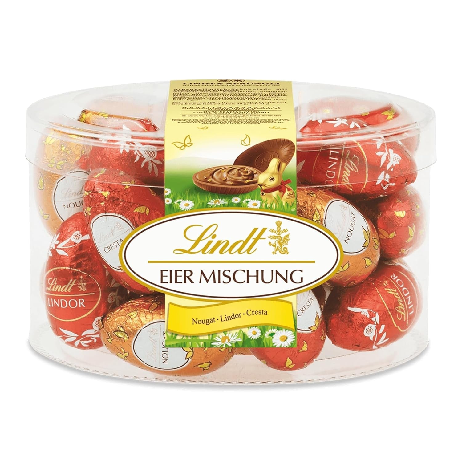 Surtido de huevos de chocolate Lindt | Bolsa de 450 gramos | 9x chocolate con leche LINDOR, 8x turrón, 8x cresta | Variedad de huevos de chocolate de colores para Pascua | Chocolate de Pascua | Regalo de chocolate | Bonitos huevos de Pascua