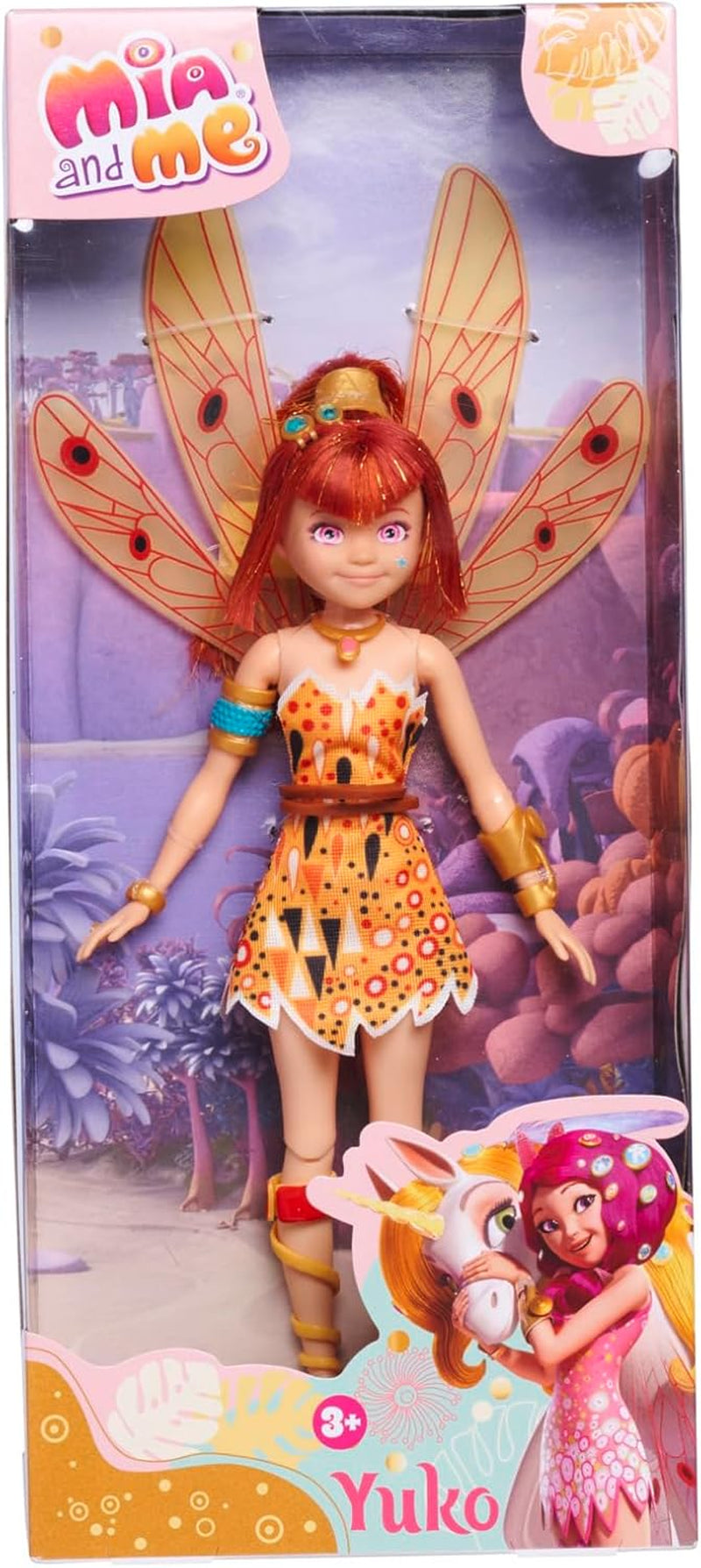 Muñeca Yuko Simba Mia and Me, elfo con alas y piernas móviles, 3 pinzas para el pelo, 3 pulseras y collares, 23 cm, a partir de 3 años