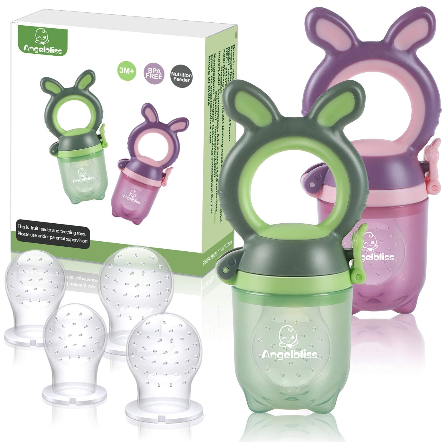 Tétine Pour Bébé/Tétine à Fruit/Tetine Grignoteuse Bebe/Tétine D'alimentation Pour Bébé - Toy de Dentition Pour Bébé, Sans BPA (Paquete de 2)