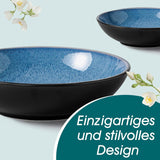 Vajilla para 6 personas Vancasso PLAYA Vajilla de porcelana para 6 personas de 24 piezas Azul Incluye platos, platos Suma, cuencos y ensaladeras Apto para lavavajillas y microondas