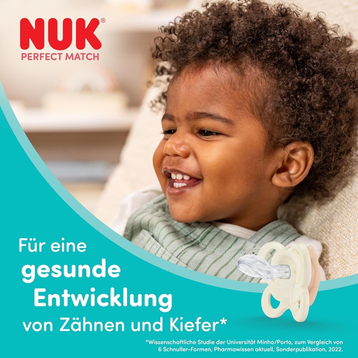 Chupetes NUK Perfect Match Air para bebés | 0-6 meses | Chupetes de ortodoncia que favorecen la circulación del aire y evitan el babeo | 95% de aceptación por parte de los bebés** | Zorro/Oso de peluche | Paquete de 2