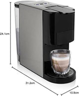 Princess Cafetera Espresso Multicápsulas 5 en 1 - Compatible con Nespresso, Dolce Gusto, Lavazza a Modo Mio y ESE Pads, 0,8L de Capacidad, 1450W, Plata, Negro
