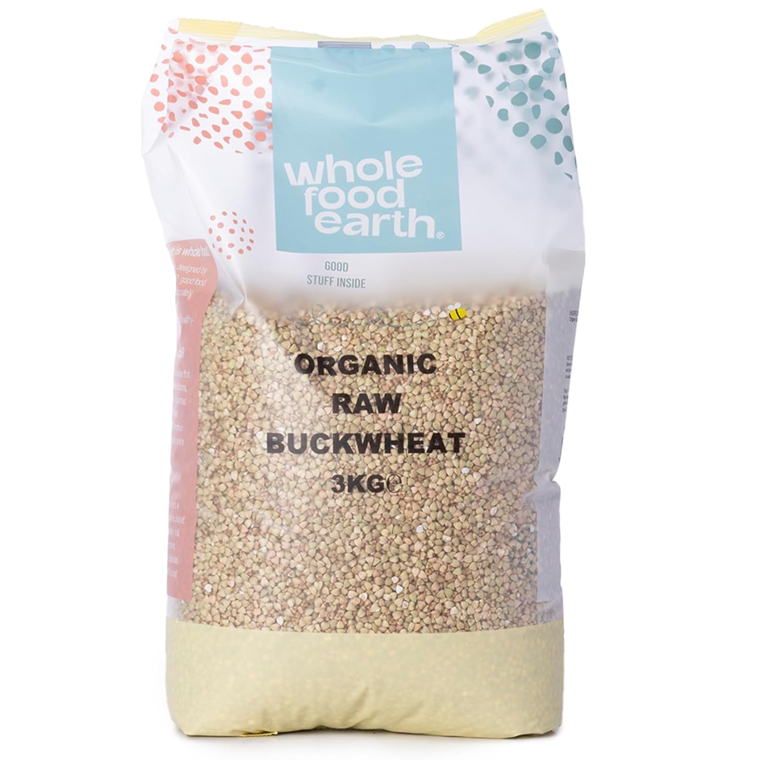 Trigo sarraceno orgánico Wholefood Earth - 3 kg - Sin OGM - Vegano - Alto en fibra - Certificado orgánico