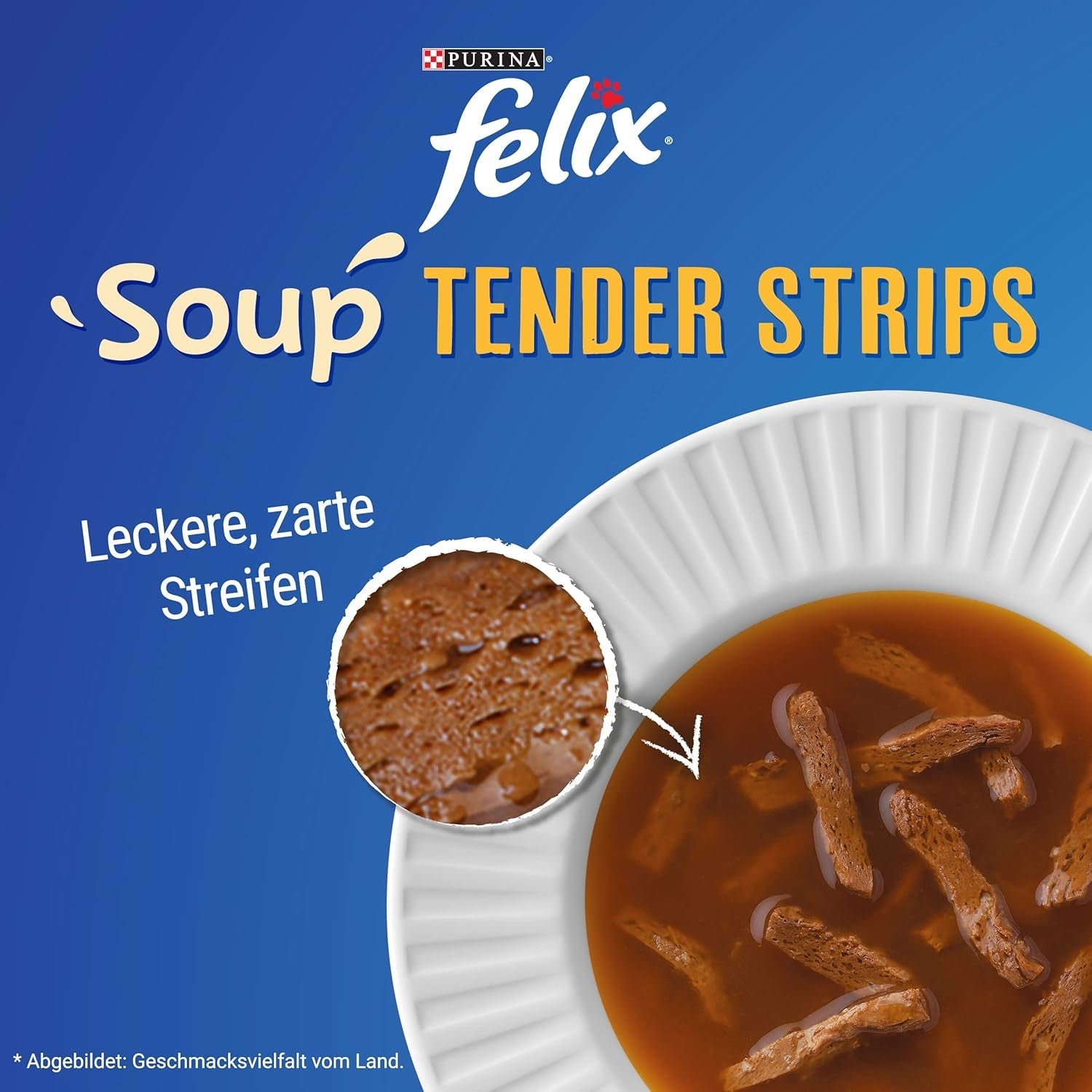 Tiras de sopa Felix, sopa para gatos, variedad mixta, paquete de 8 (8 x 6 sobres de 48 g cada uno)