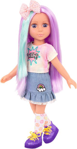 Glitter Girls - Luma - Muñeca articulada de 36 cm - Cabello morado y ojos morados únicos - Extensiones de cabello, lazo, pinzas y conjunto colorido - 3 años +
