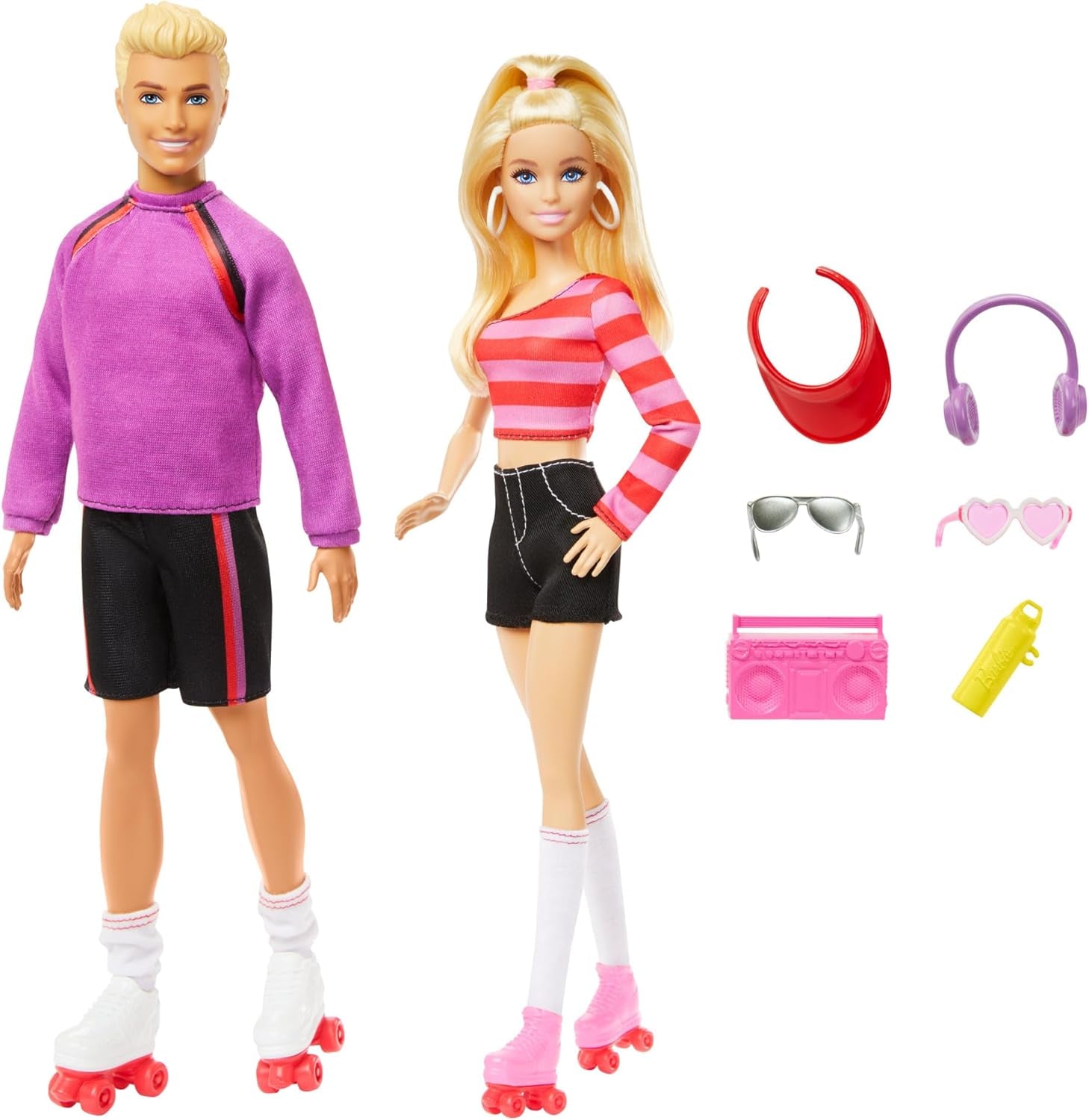 Set Barbie Fashionistas con 2 Muñecas Fashion y 6 Accesorios, Muñecas Barbie y Ken Fashion sobre Ruedas, Figuras Coleccionables 65 Aniversario, HXK90 Muñecas Naty Shop
