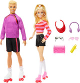Barbie Fashionistas Set con 2 muñecas de moda y 6 accesorios, muñecas de moda Barbie y Ken patinando, figuras coleccionables del 65 aniversario, HXK90