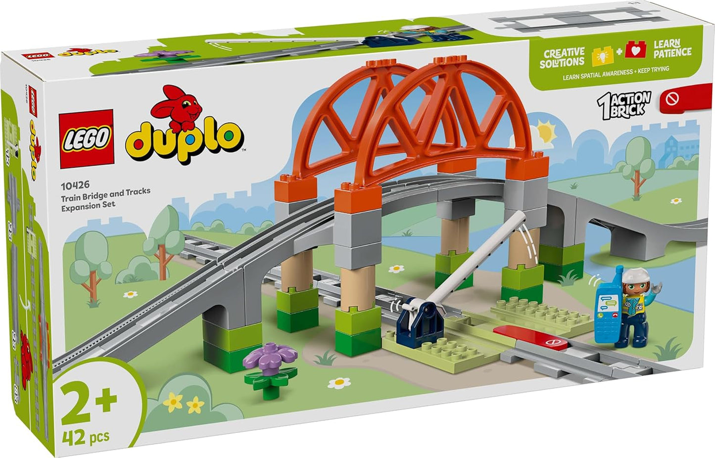 LEGO DUPLO Puente y vías del ferrocarril de la ciudad - Set de ampliación, regalo para niños a partir de 2 años, set de construcción y reconstrucción, set de desarrollo preescolar, juguete educativo 10426 Juegos de construcción Besuche den LEGO-Store