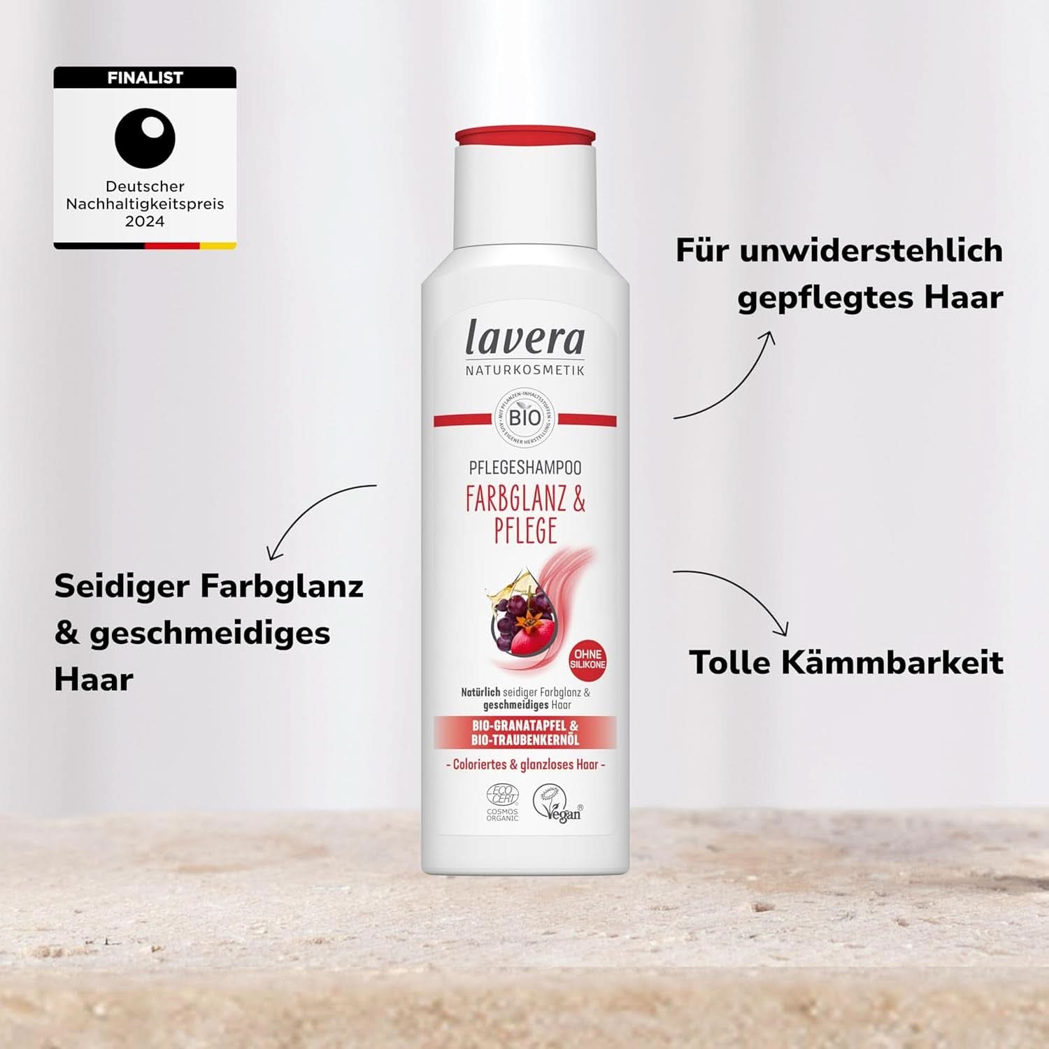Lavera Care Champú Color Shine & Care, vegano, 250 ml Ducha y baño Naty Shop