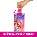 Mattel Disney Princess Ariel Spin & Reveal Fashion Doll Set con 11 sorpresas, incluidos 5 accesorios, 5 pegatinas y una escena de juego inspirada en la película HTV88