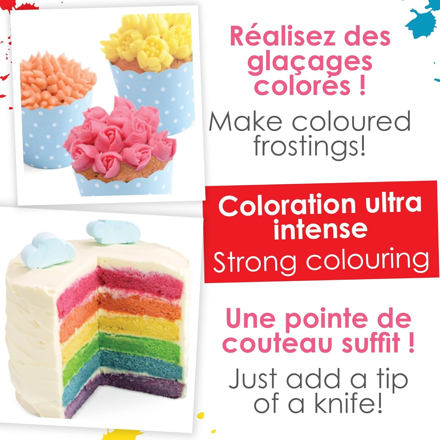 Scrapcooking - Juego de 3 colorantes alimentarios en polvo - Rojo Amarillo Azul - Colorante alimentario para hornear, pasteles, galletas, masa, fondant, pastel arcoíris - 4011