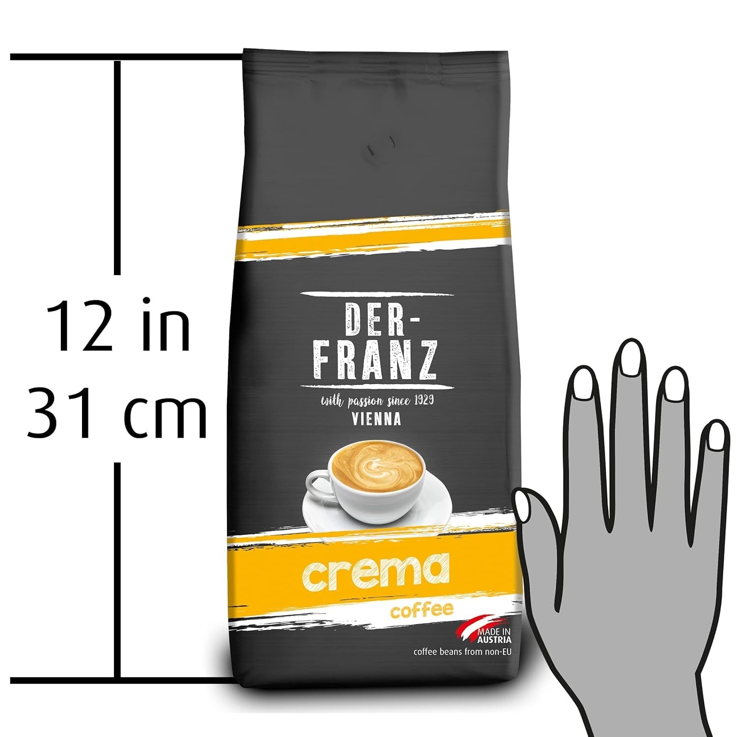 DER-FRANZ Kaffee Crema, Intensidad 4/5, 100% Arábica, Ganze Kaffeebohnen, 1000g
