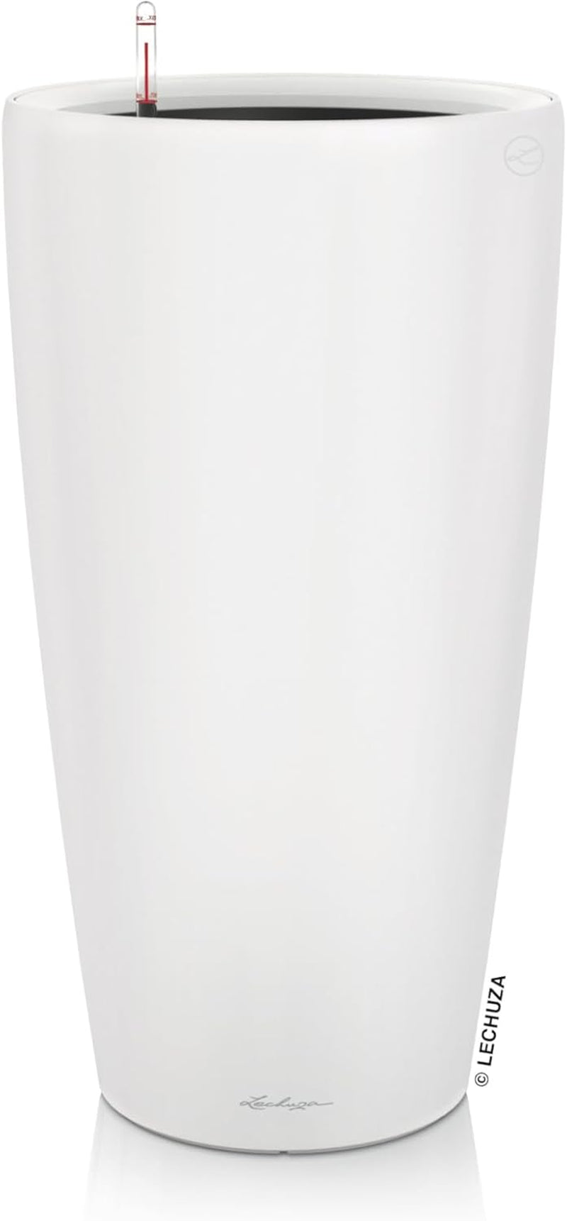 Jardinera LECHUZA Rondo Premium 32 Blanco Mate | Columna para plantas con sistema de riego, indicador de nivel de agua y inserto para plantas | Acabado mate | Ø 32,5 x 56,5 cm | 15786
