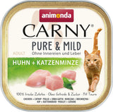Adult Pure & Mild comida húmeda para gatos con pollo y hierba gatera (32 x 100 g), para gatos sensibles, sin cereales ni azúcar, comida húmeda con pollo de fácil digestión
