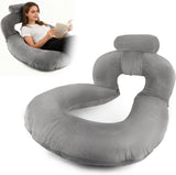 Almohada de lectura, almohada de espalda en forma de U con almohada para el cuello, almohada de juego gris, almohada para leer, jugar, trabajar, descansar