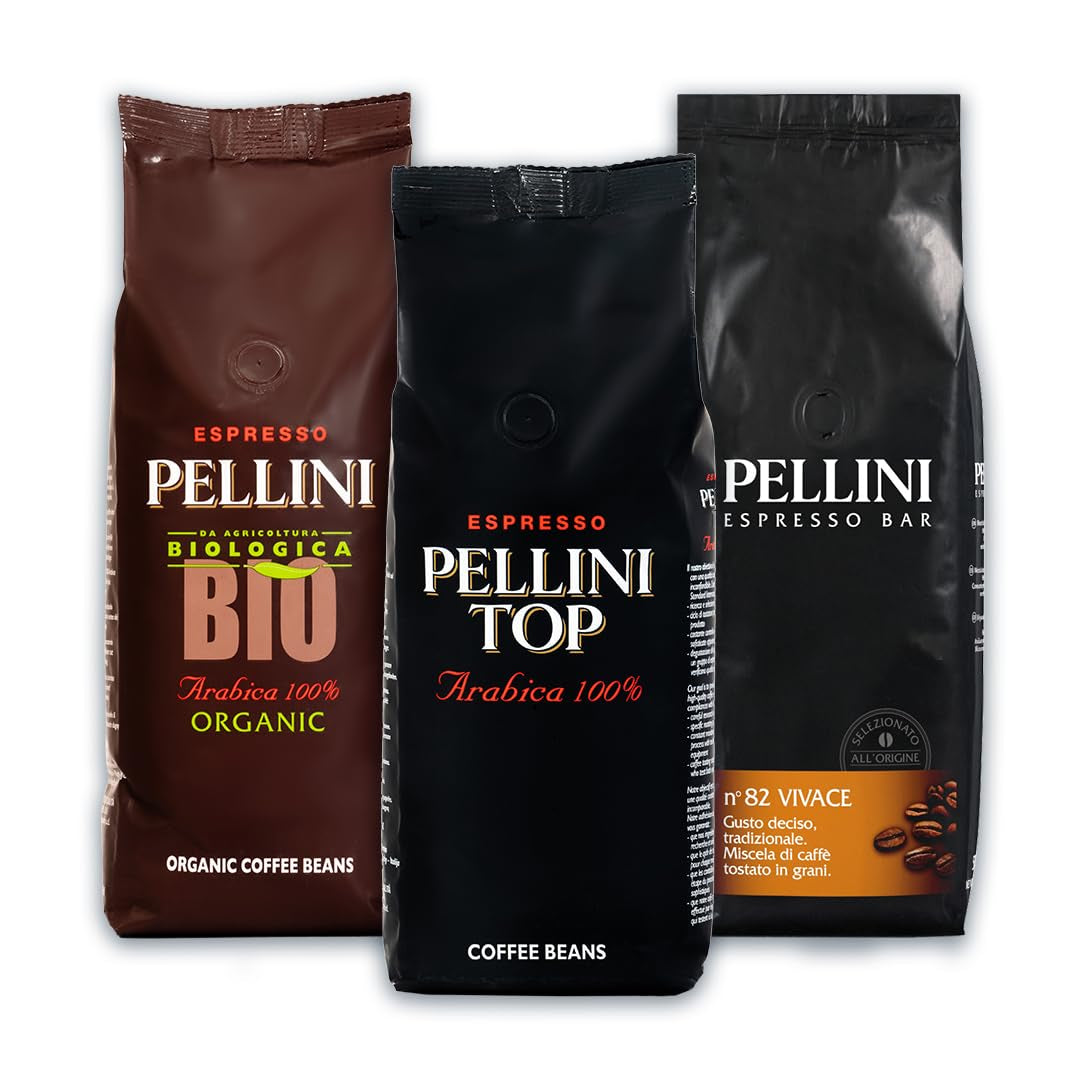Set de degustación de café en grano Pellini ecológico, Vivace, 3 paquetes de 500 g cada uno (1,5 kg)