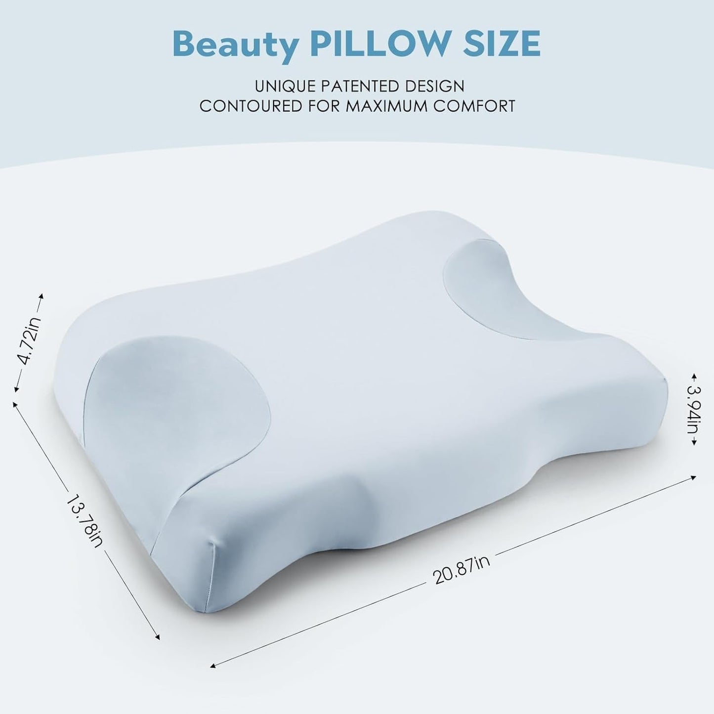 Royalisneeo Almohada de belleza para dolores de espalda, estómago y costados Almohada para el dolor de cuello y hombros Almohada de espuma viscoelástica antiarrugas y antienvejecimiento Azul (estándar) Almohadas ortopédicas cervicales Naty Shop