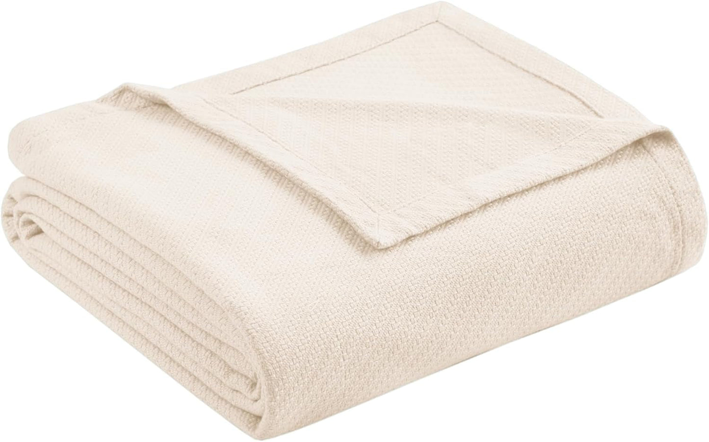 Madison Park Manta de algodón líquido de lujo de alta calidad, suave y cómoda, 100% algodón hilado en anillos para cama, sofá o sofá, color marfil, Full/Queen Naty Shop Edredones y edredones Marfil Twin