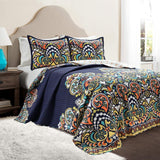 Lush Decor Colcha Clara, algodón, turquesa y mandarina, Full/Queen Edredones y edredones Naty Shop Navy Full/Queen