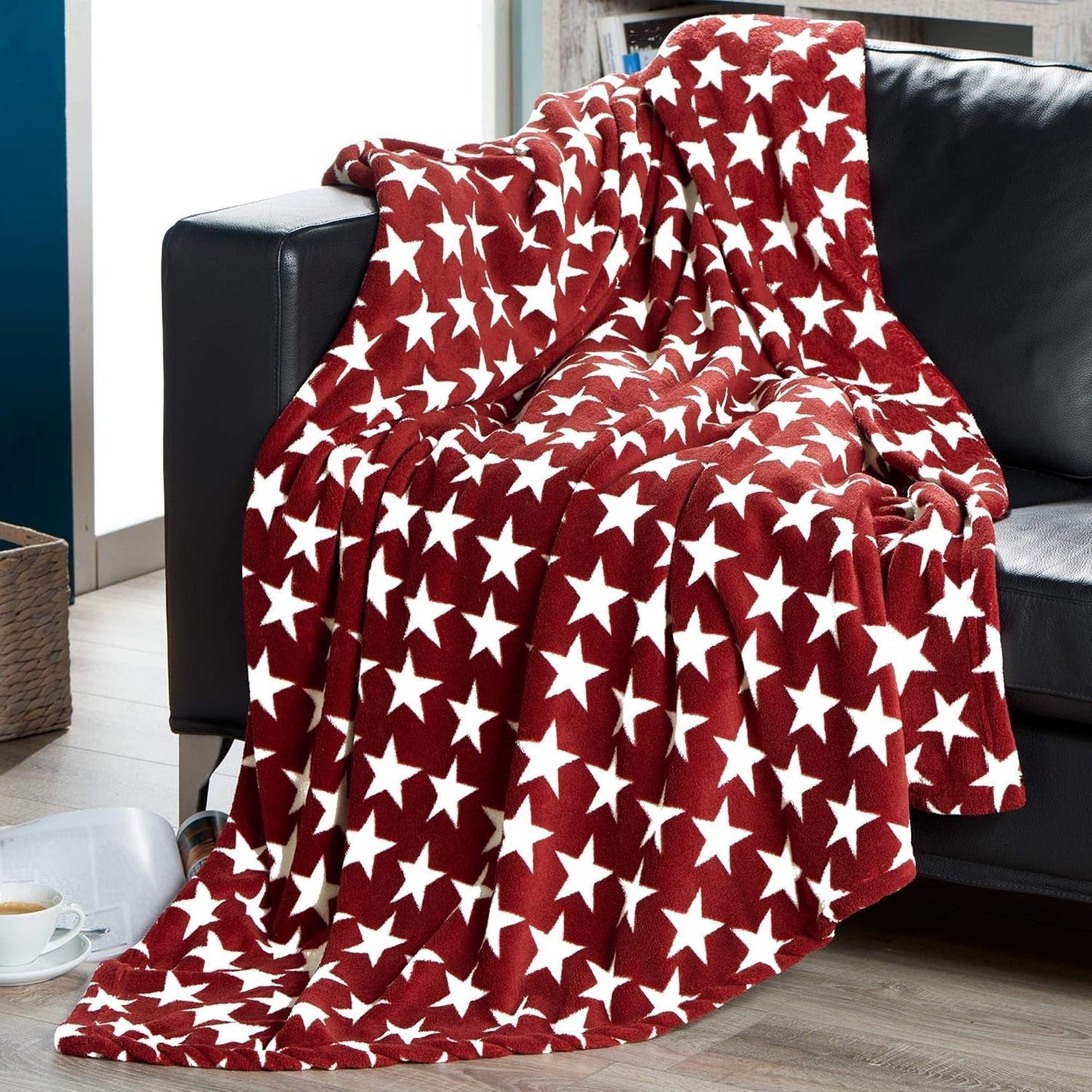 Celinatex manta mullida 150 x 200 cm manta burdeos sofá manta suave estrellas microfibra polar Oeko-Tex Moonlight Camas y colchas Besuche den CelinaTex-Store
