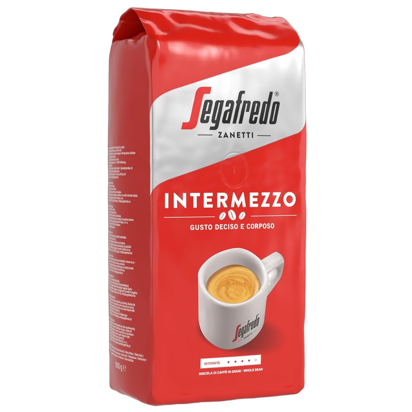 Segafredo Zanetti Intermezzo - Frijoles enteros (paquete de 1 kg) - Geeignet für alle italienschen Kaffeespezialitäten - Kaffeebohnen mit mitteller Röstung, stark und vollmundig im Gesmack