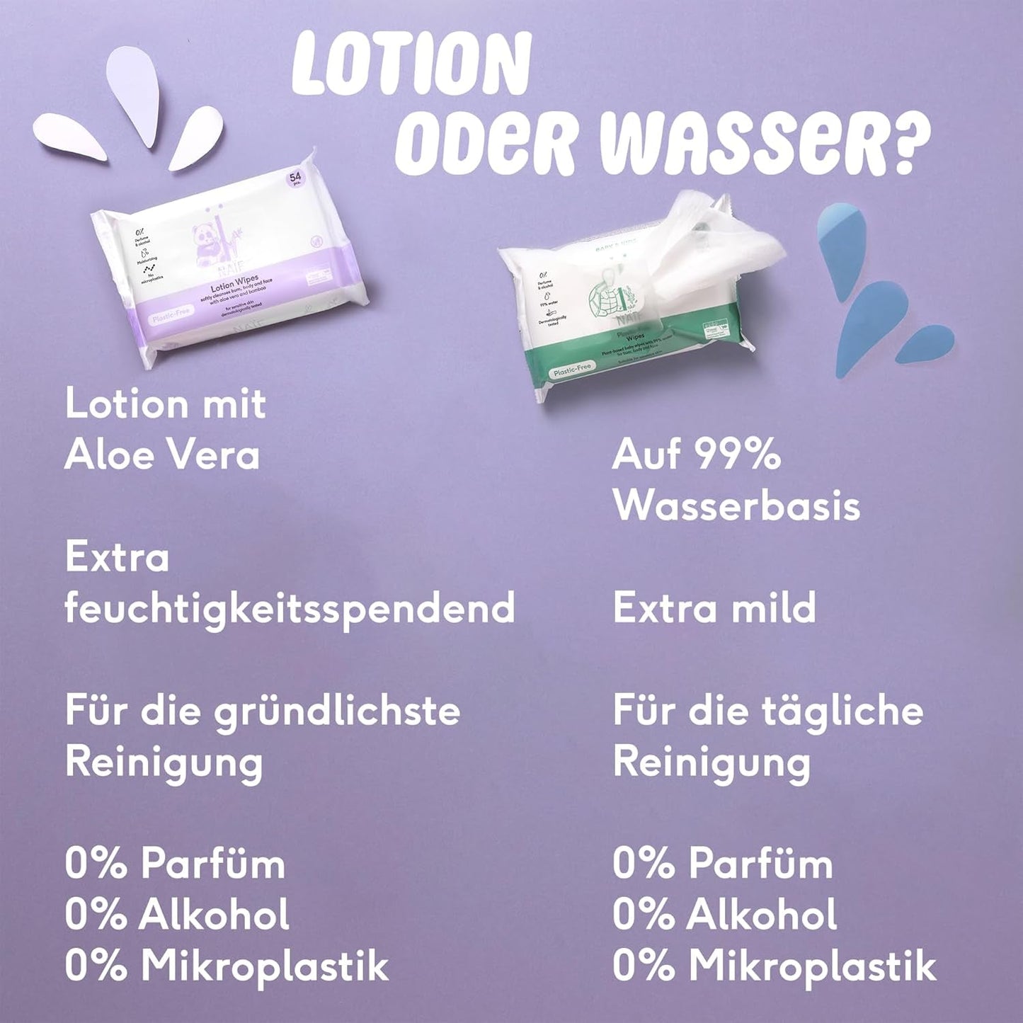 Naïf - Toallitas húmedas sin plástico - 1296 piezas (24 piezas x 54 toallitas húmedas) - Cuidado de las nalgas, el cuerpo y la cara del bebé - 99% agua - 0% fragancia y alcohol