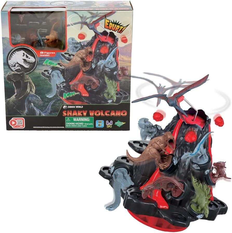 EPOCH Games - Jurassic World Trembling Volcano 7509 Juego de mesa de juguete de dinosaurio para niños a partir de 4 años
