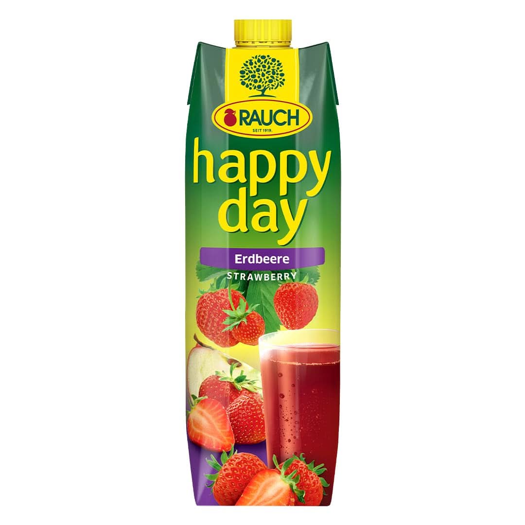 Rauch Feliz Día Fresa | Intenso sabor a fresa | Refinado con manzanas y limón | 6X 1 litro, Tetra Prisma Bebidas sin alcohol Naty Shop