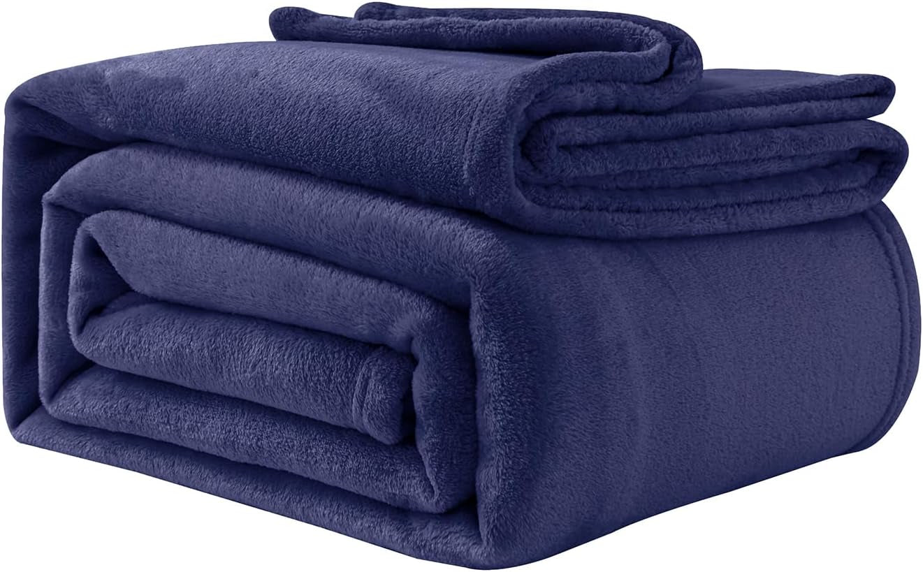 Manta acogedora, manta polar mullida, 130 x 150 cm, mantas para cama, mantas para sofá, mantas y mantas grandes y suaves para adultos, mantas para sofá, cálidas, lavables a máquina, negro, camas y mantas Good Nite, azul marino, 230 x 270 cm