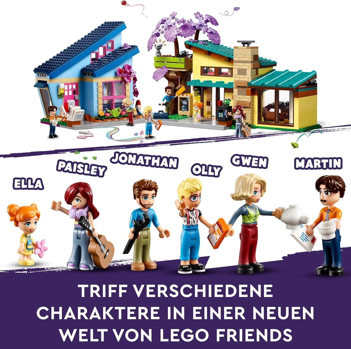 LEGO Friends Casa familiar de Olly y Paisley, casa de muñecas con figuras y accesorios, casa de dos pisos y casa en el árbol, regalo creativo para niñas y niños 7+ 42620 Juegos de construcción Besuche den LEGO-Store