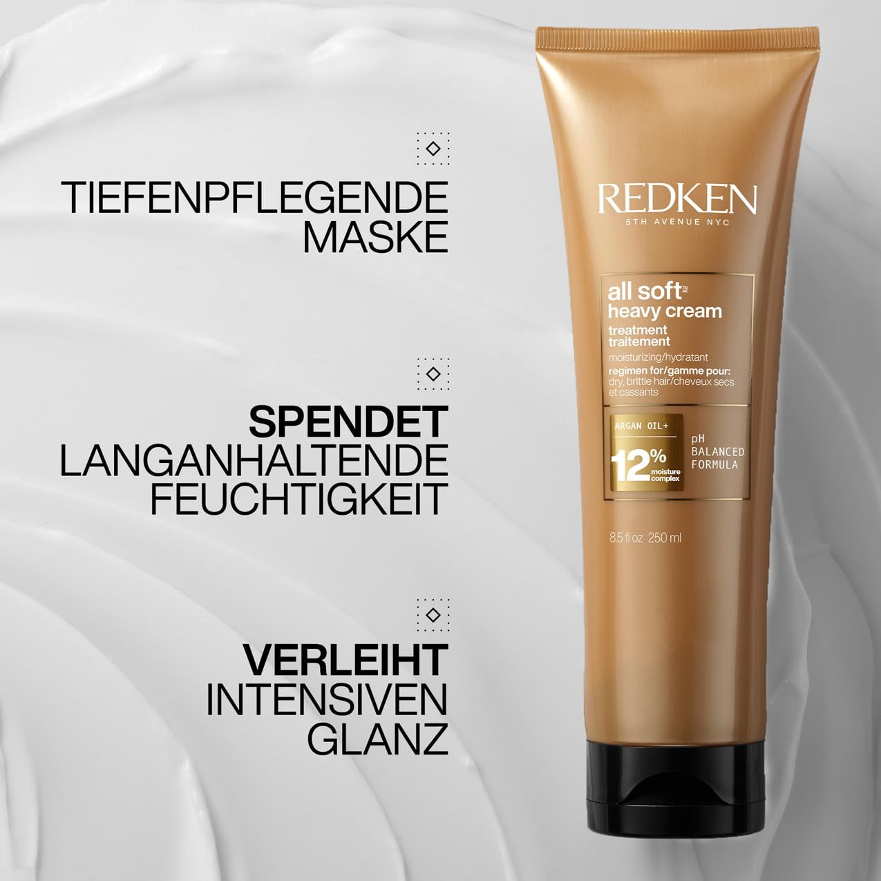 Redken Mascarilla Capilar para Cabello Seco y Quebradizo, Revitaliza e Hidrata, Con Complejo de Queratina y Aceite de Argán, Crema Pesada Todo Suave, 1 x 250 ml Naty Shop Mascarilla Capilar