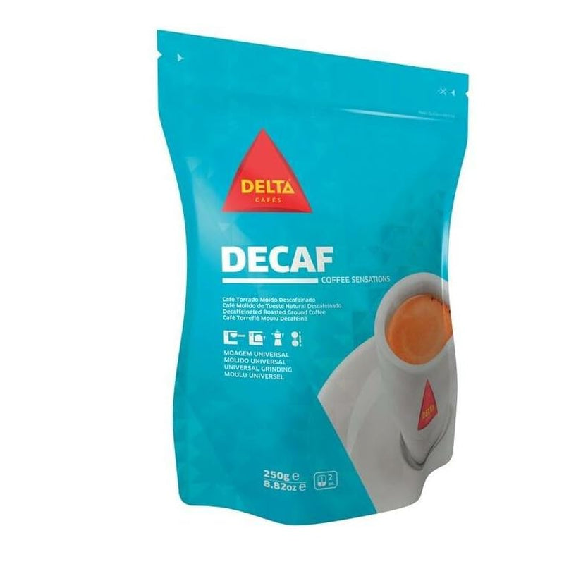 Café Descafeinado Delta MQ 250g – Pack de 2 | Café molido | Aroma intenso sin cafeína.