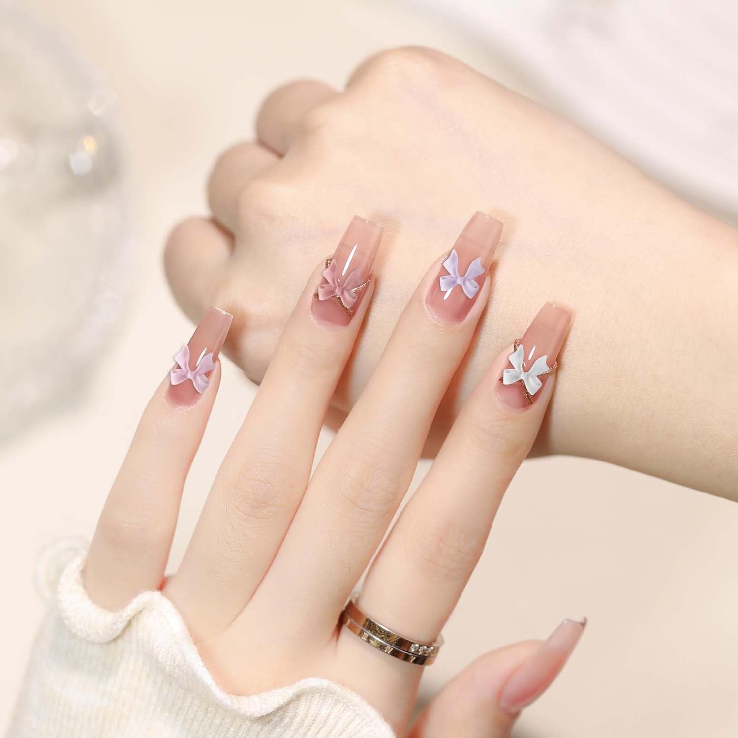 100 piezas Juegos de decoraciones de uñas 3D Schleifen Nagelanhänger Nagelkunst Dekorationen Schleife Für Acrylnägel, Süße Kawaii-Schleifenanhänger, Hübsche Nagel-Schleifenanhänger-Dekoration