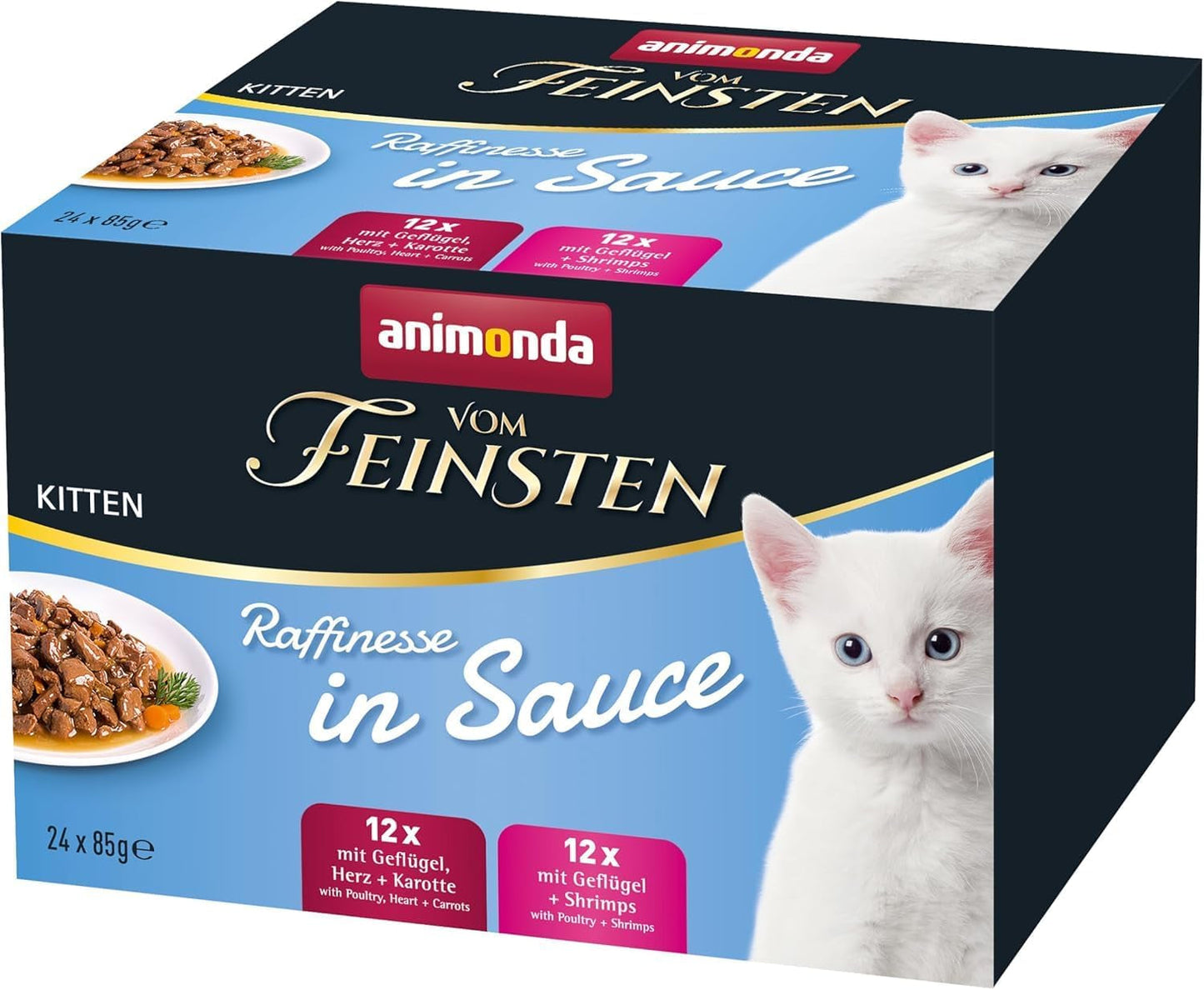 animonda vom Feinsten Premium Kitten Comida húmeda para gatos, Sabores refinados en salsa, 24 sobres (24 x 85 g), Comida húmeda de alta calidad para gatos, sin azúcar, Mezcla mixta