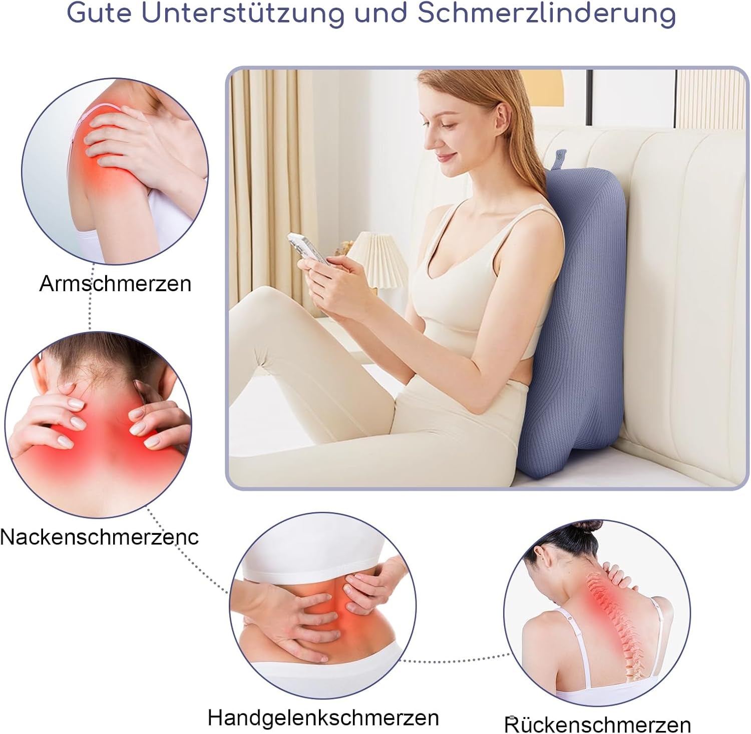 Almohada de lectura para cama y sofá, almohada de plumas, almohada de espuma viscoelástica, almohada para dormir de lado, almohada ergonómica de apoyo para la espalda para leer y mirar televisión